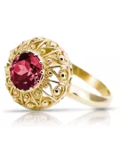 Пръстен Рубин 14K жълто злато Винтидж бижута vrc059y